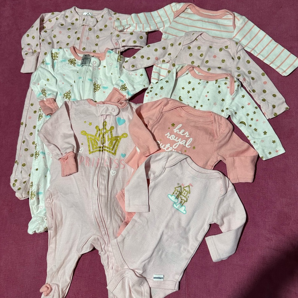 Newborn Pink Princess Onesie & Sleeper Bundle